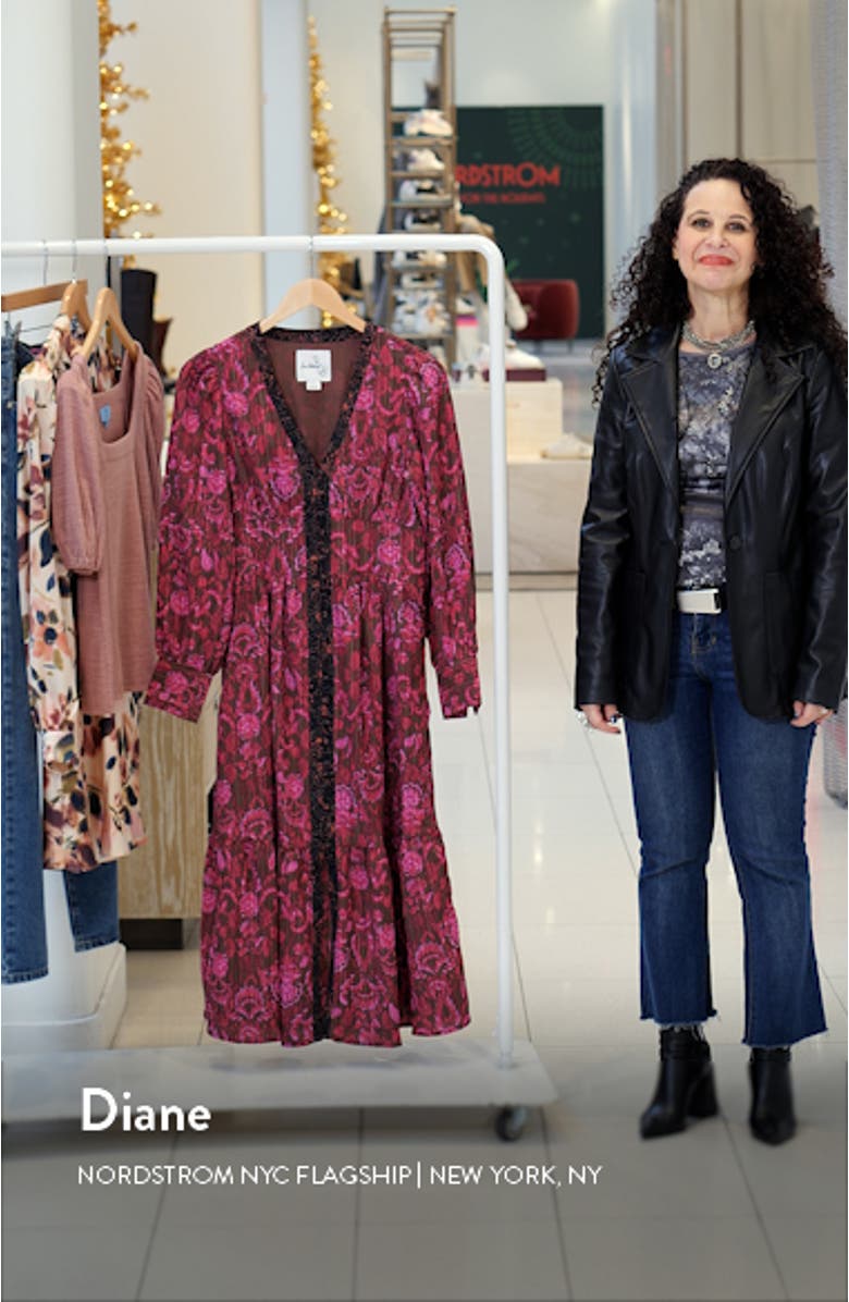 Ramsey Print Long Sleeve Midi Dress, sales video thumbnail