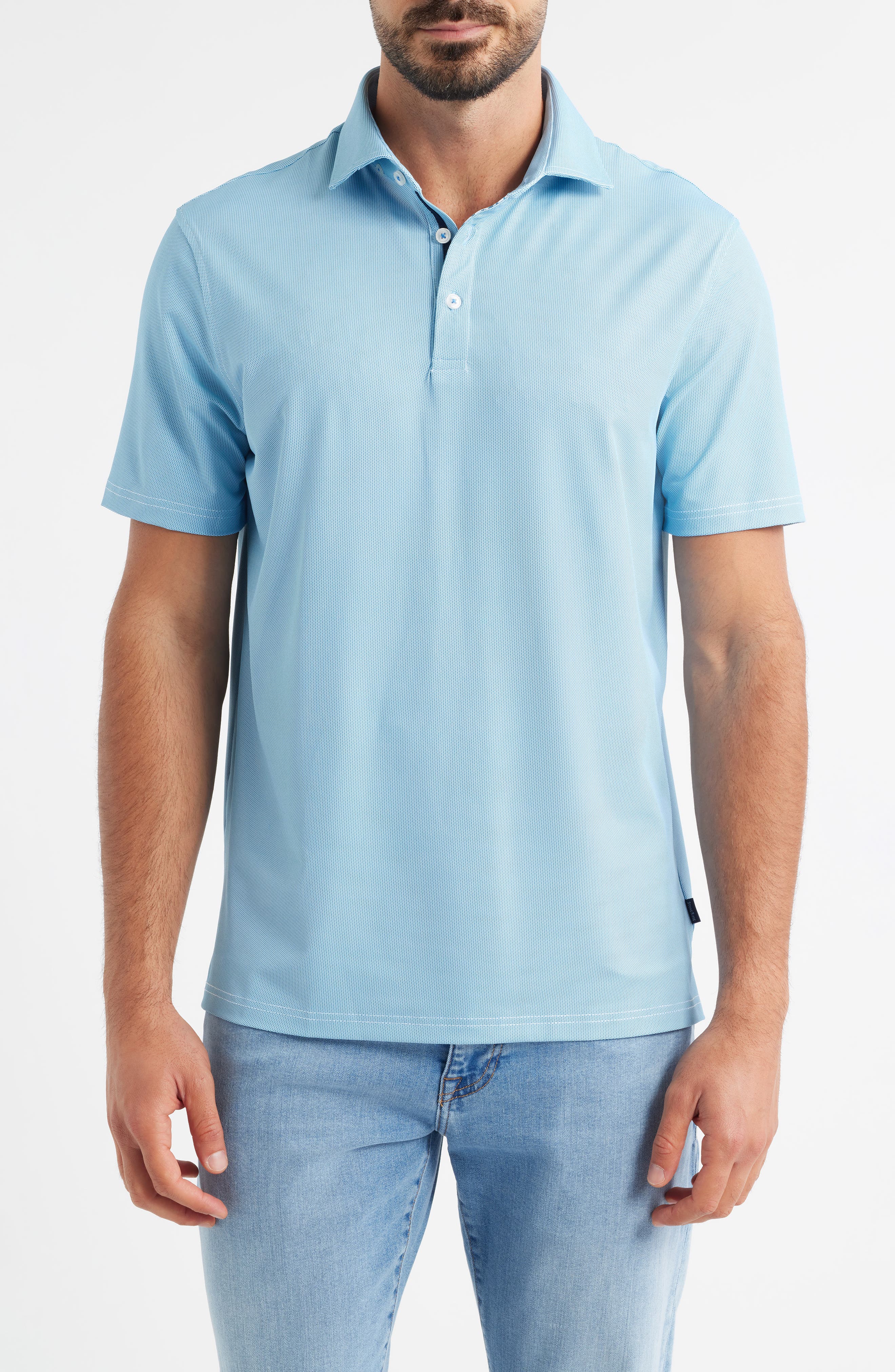 Bird's Eye Print Techno Stretch Performance Golf Polo