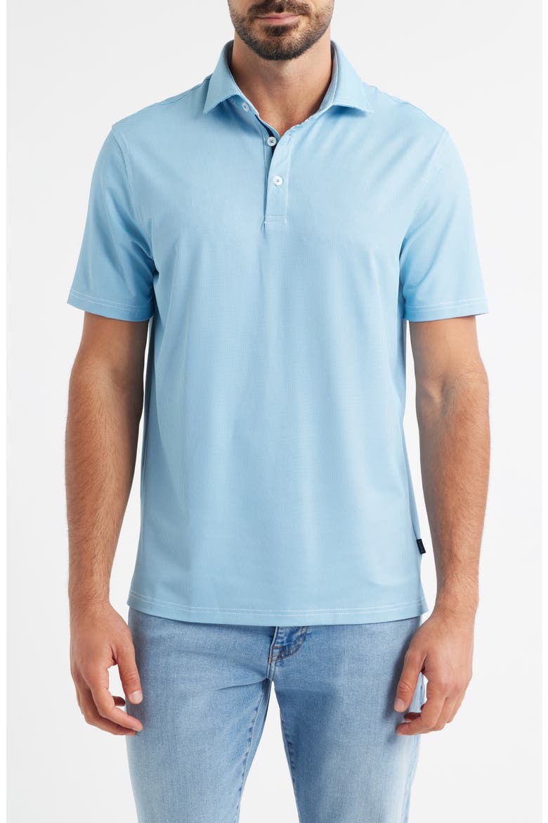 Bird's Eye Print Techno Stretch Performance Golf Polo, Main, color, AQUA
