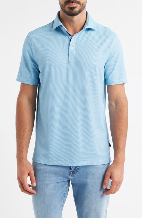 Stone Rose Bird's Eye Print Techno Stretch Performance Golf Polo In Blue