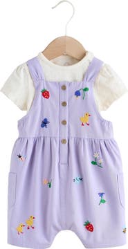 NEXT Embroidered Overalls & Bodysuit Set