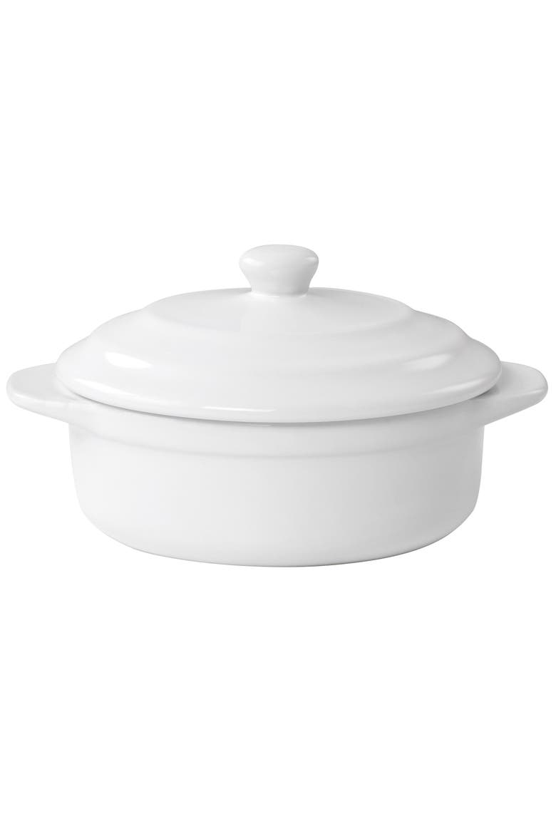 Stoneware Casserole with Lid, Main, color, White