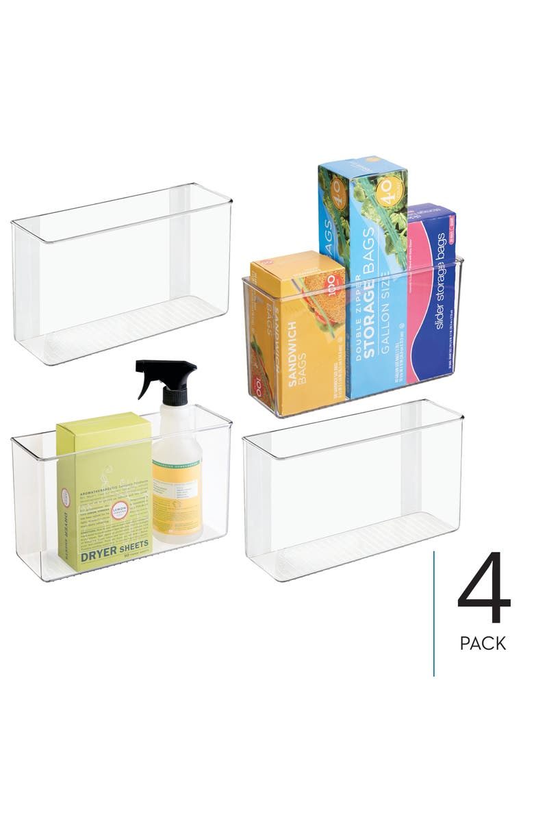 iDesign Adhesive Organizer Bin for Kitchen - Set of 4 - Clear, Alternate, color, Clear