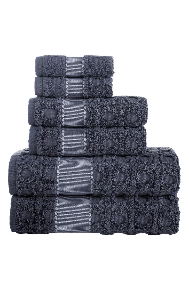 Brooks Brothers Circle in Square 6-Piece Towel Set, Main, color, Anthracite