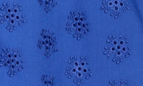 Elie Tahari The Marissa Eyelet Short Sleeve Button-up Top In Blue