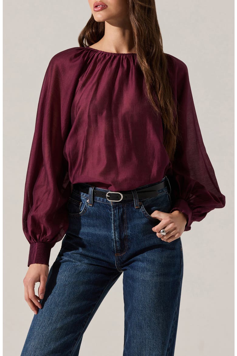 Reyen Long Sleeve Top, Main, color, DEEP WINE