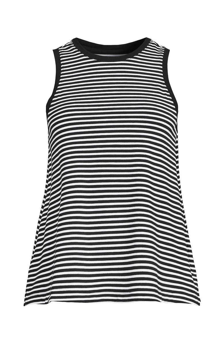 Lands
 End Power Performance Crewneck Tank Top, Alternate, color, Black/White Mini Stripe