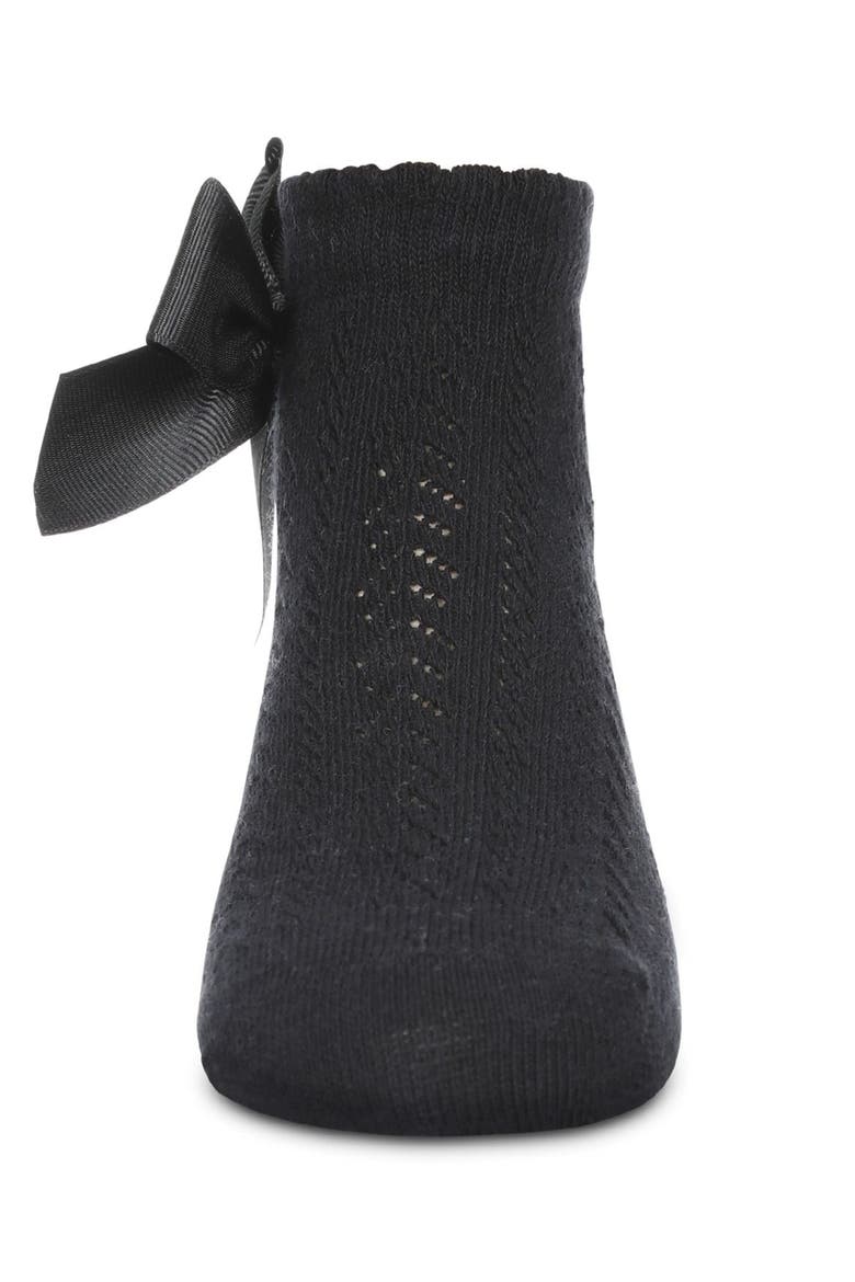 Knit Openwork Bow Anklet Socks, Alternate, color, Black