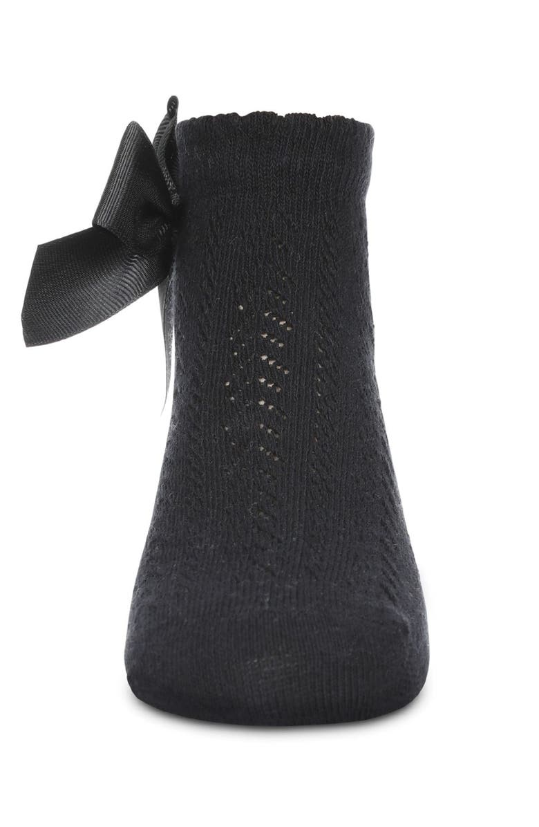 MeMoi Knit Openwork Bow Anklet Socks, Alternate, color, Black