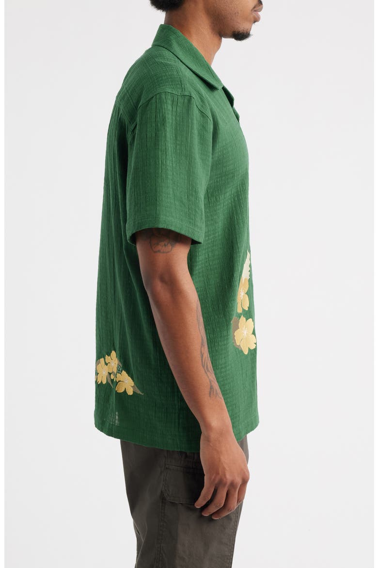 Ramus Floral Embroidered Camp Shirt, Alternate, color, DARK GREEN
