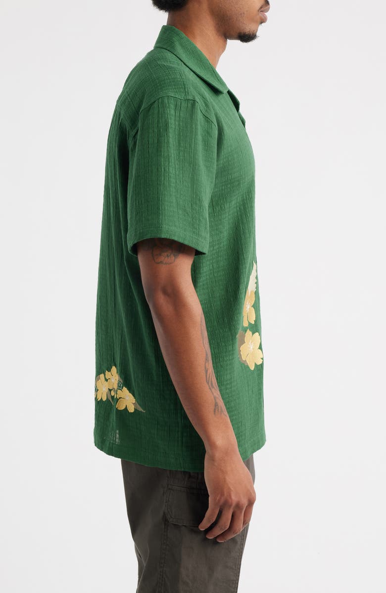 PALMES Ramus Floral Embroidered Camp Shirt, Alternate, color, Dark Green