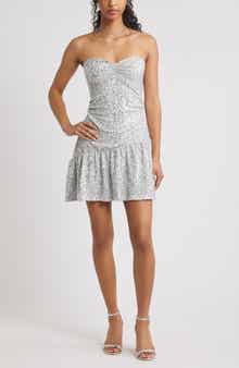 BP. Strapless Sequins Flounce Hem Minidress