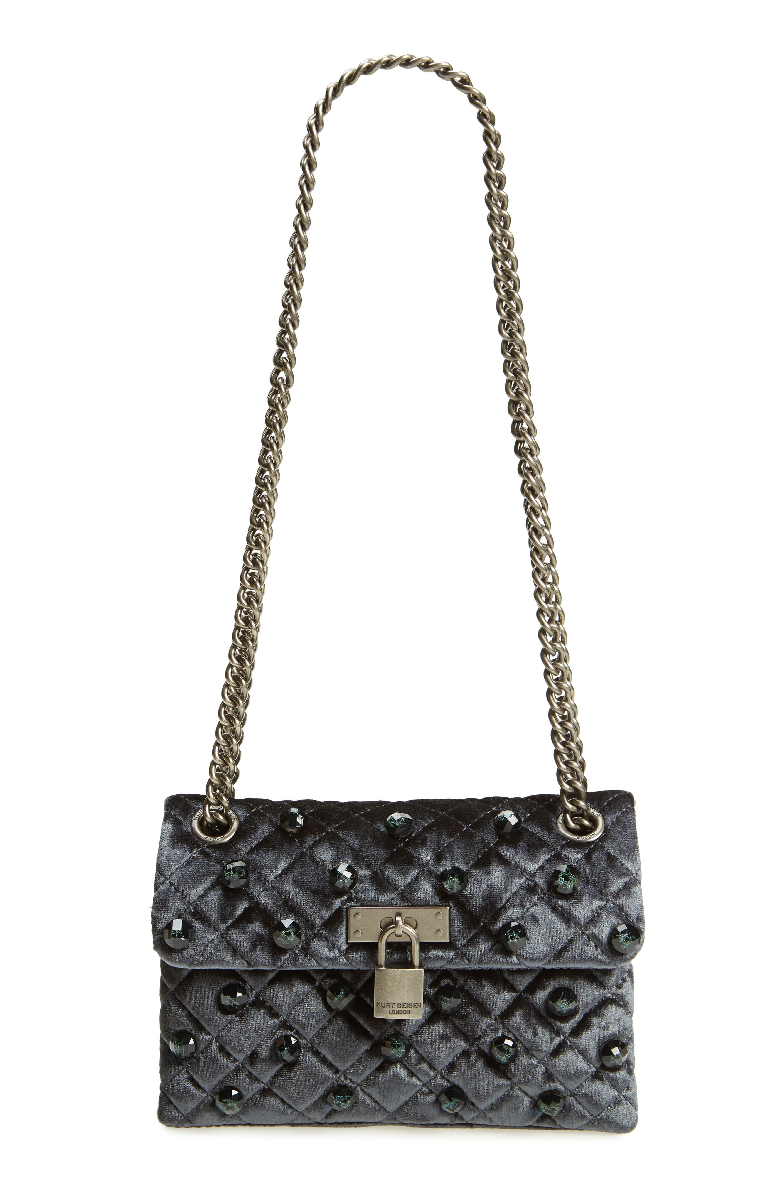 Kurt Geiger London Mini Brixton Velvet Shoulder Bag, Main, color, 
