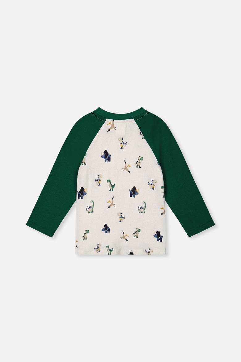 Raglan Dino Allover Crew Neck Long Sleeve T-Shirt, Alternate, color, Beige Dinosaur Print
