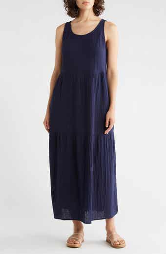 Sleeveless Organic Cotton Gauze Tiered Maxi Dress