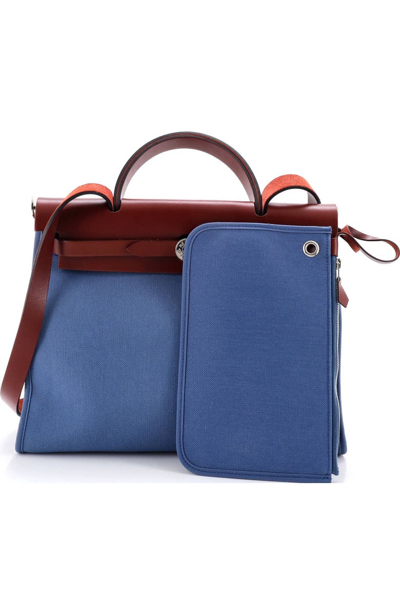 Pre-Owned Hermes Herbag Zip Leather and Toile 31, Alternate, color, Bleu Agate