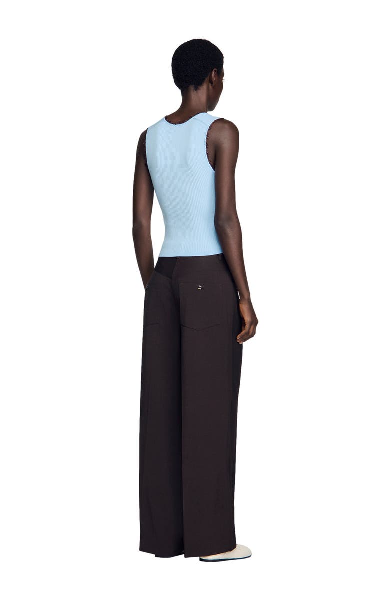 SANDRO Crochet detail knit top, Alternate, color, Sky Blue