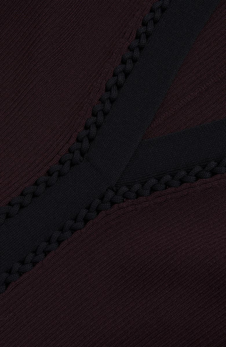 Reiss Alma Long Sleeve Rib Minidress, Alternate, color, Burgundy/Black