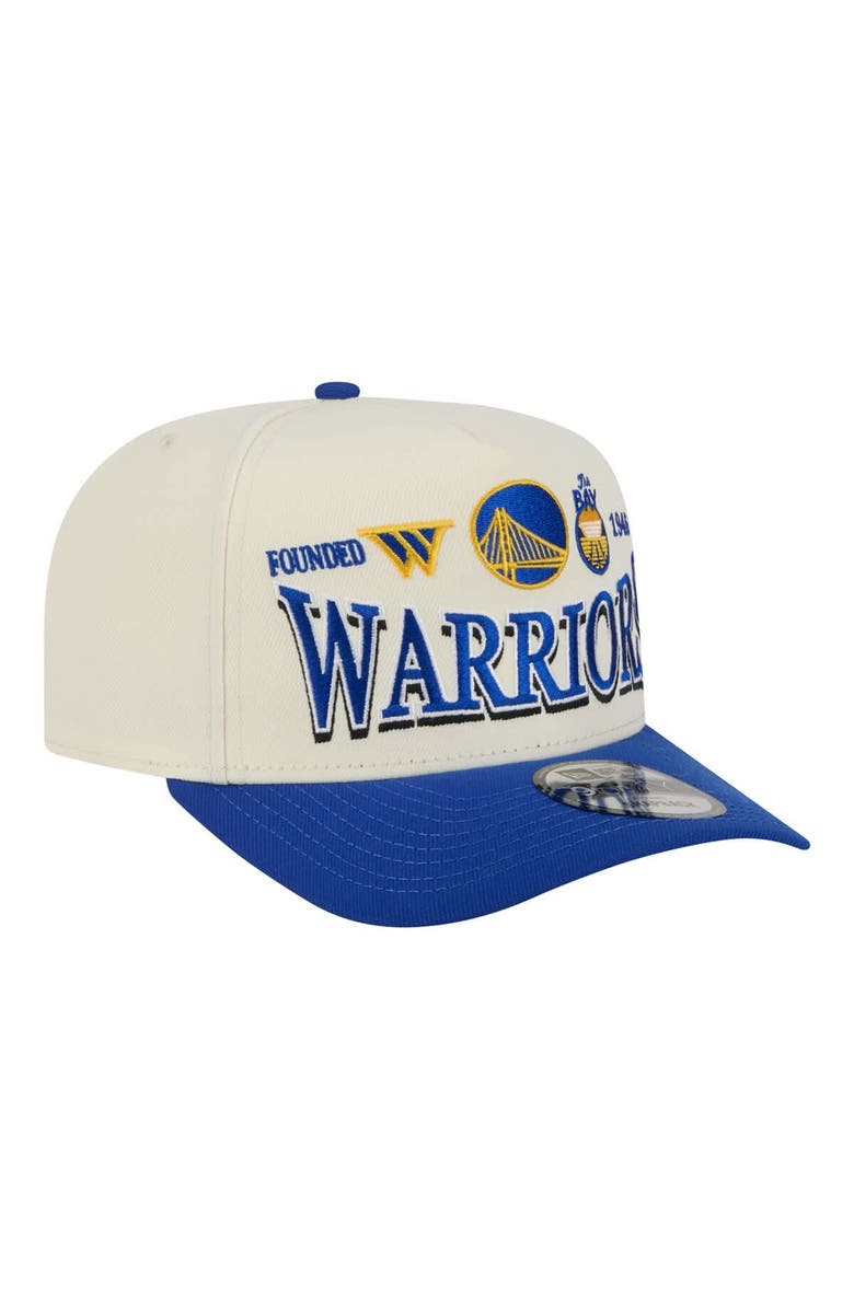 New Era Men's New Era  Cream/Royal Golden State Warriors Stretched 2-Tone A-Frame 9FIFTY Adjustable Hat, Alternate, color, Cream