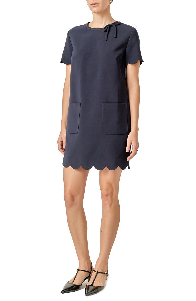 English Factory Scallop Minidress, Alternate, color, Navy