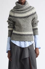 MONSE Fair Isle Turtleneck Wool Blend Sweater