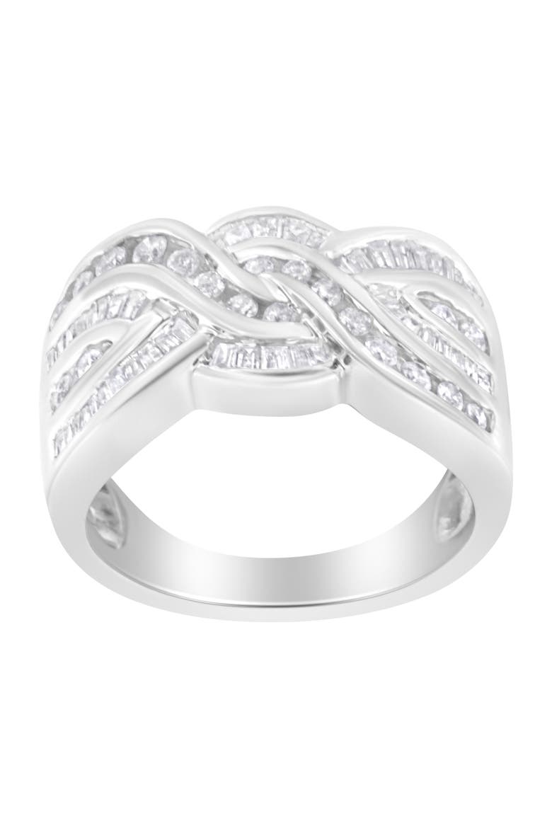 10K White Gold 1.0 Cttw Diamond Inlay Bypass Ring, Alternate, color, White Gold