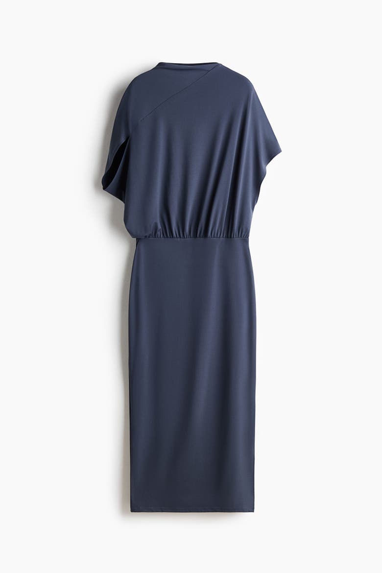 Draped Asymmetric Dress, Alternate, color, Dark blue