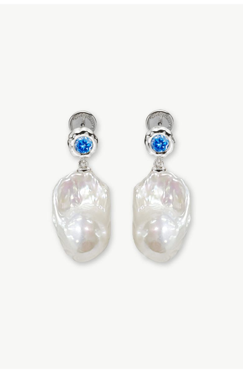 Classicharms Skyler Freshwater Baroque Pearl Drop Earrings, Main, color, Silver/Blue