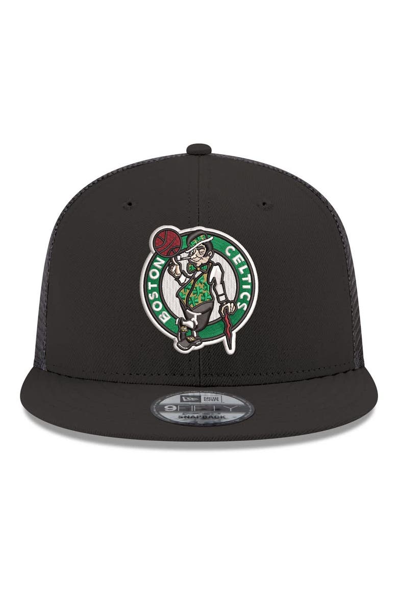 Men's New Era Black Boston Celtics Core Logo Meshback 9FIFTY Snapback Hat, Alternate, color, Black