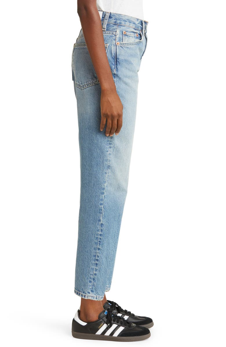 Re/Done High Waist Tapered Nonstretch Jeans, Alternate, color, Favorite Bleu