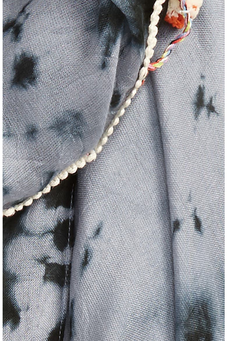 Pom Pom Trim Scarf, Alternate, color, IVORY BLACK