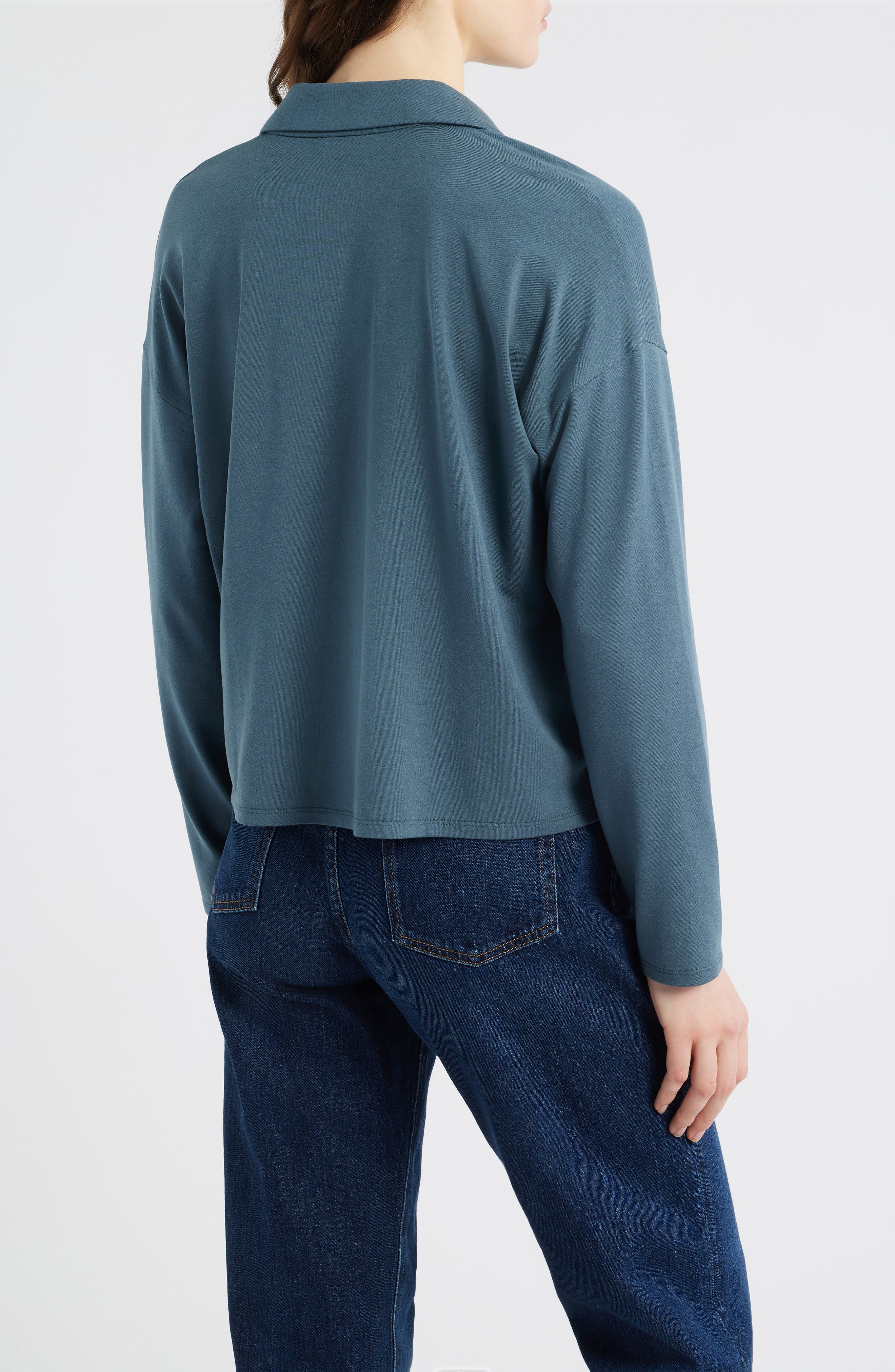 Boxy Henley Jersey Top - image 2