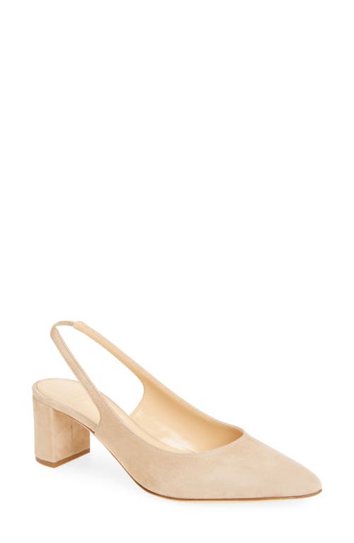 Ann Mashburn Block Heel Slingback Pump In Camel Suede
