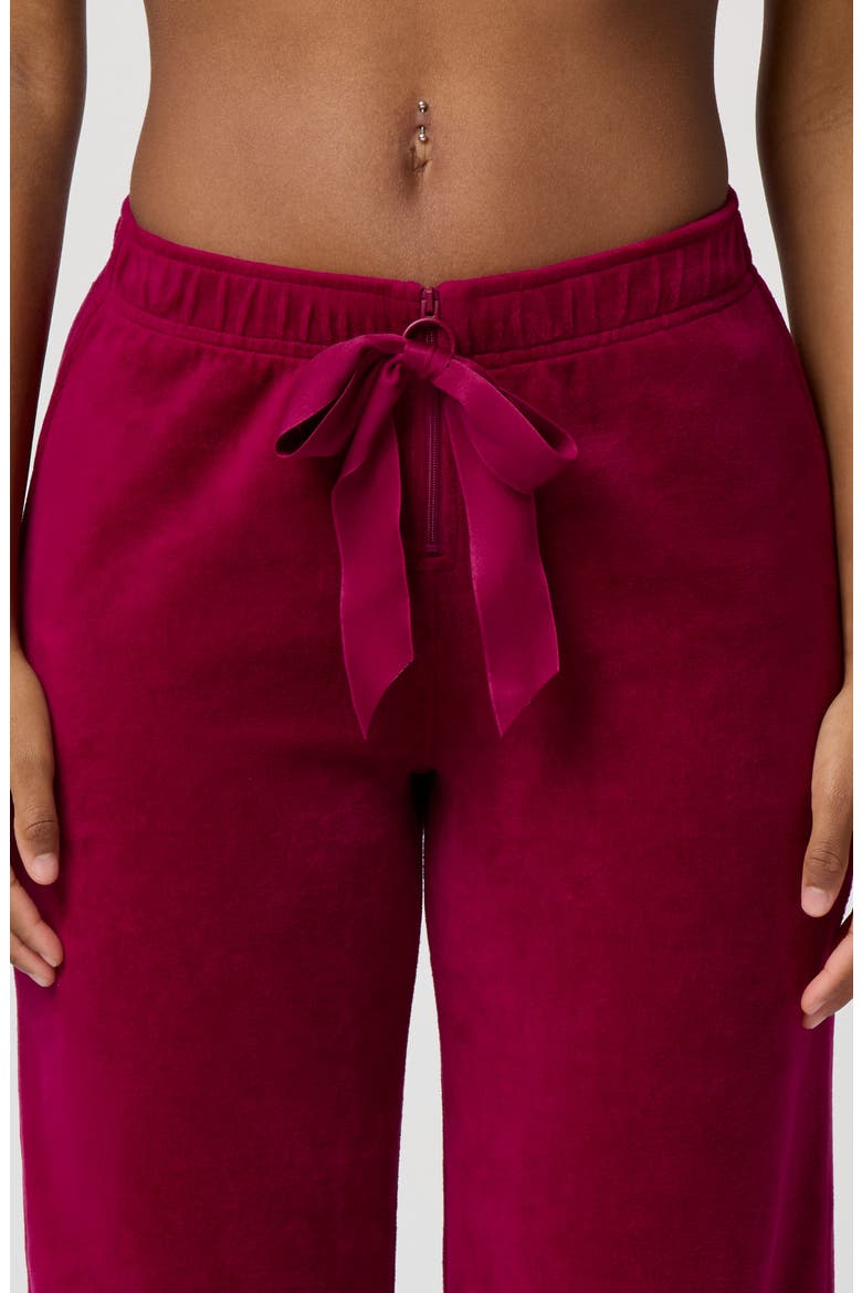 Velour Wide Leg Pants, Alternate, color, BING CHERRY