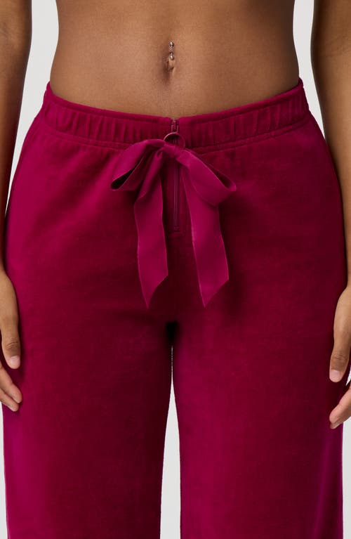 Florence By Mills Velour Wide Leg Pants In Pink
