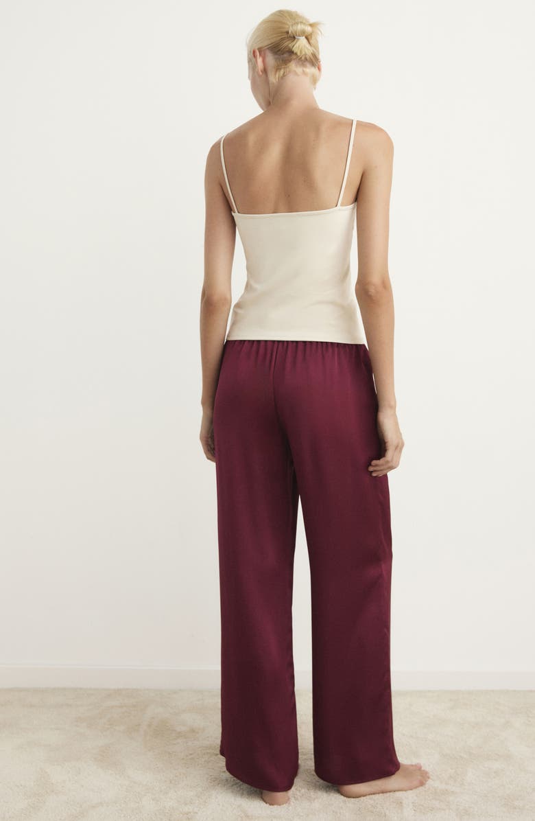 MANGO Satin Pajama Pants, Alternate, color, Red
