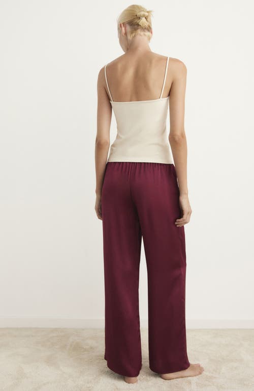 Mango Tarida Frayed Linen Wide Leg Pants In Red