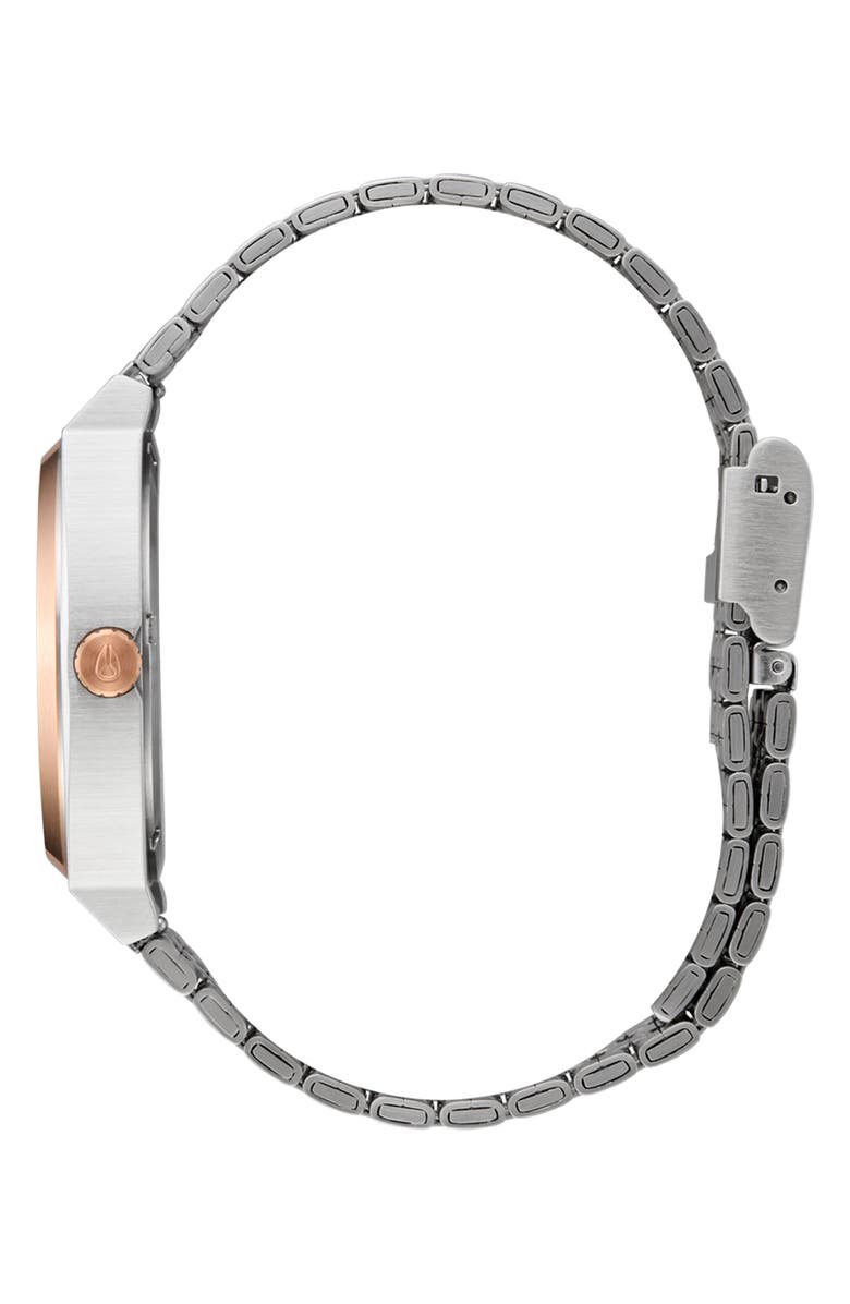 Nixon Time Teller Bracelet Watch, 37mm, Alternate, color, Silver / Rose Gold / Black