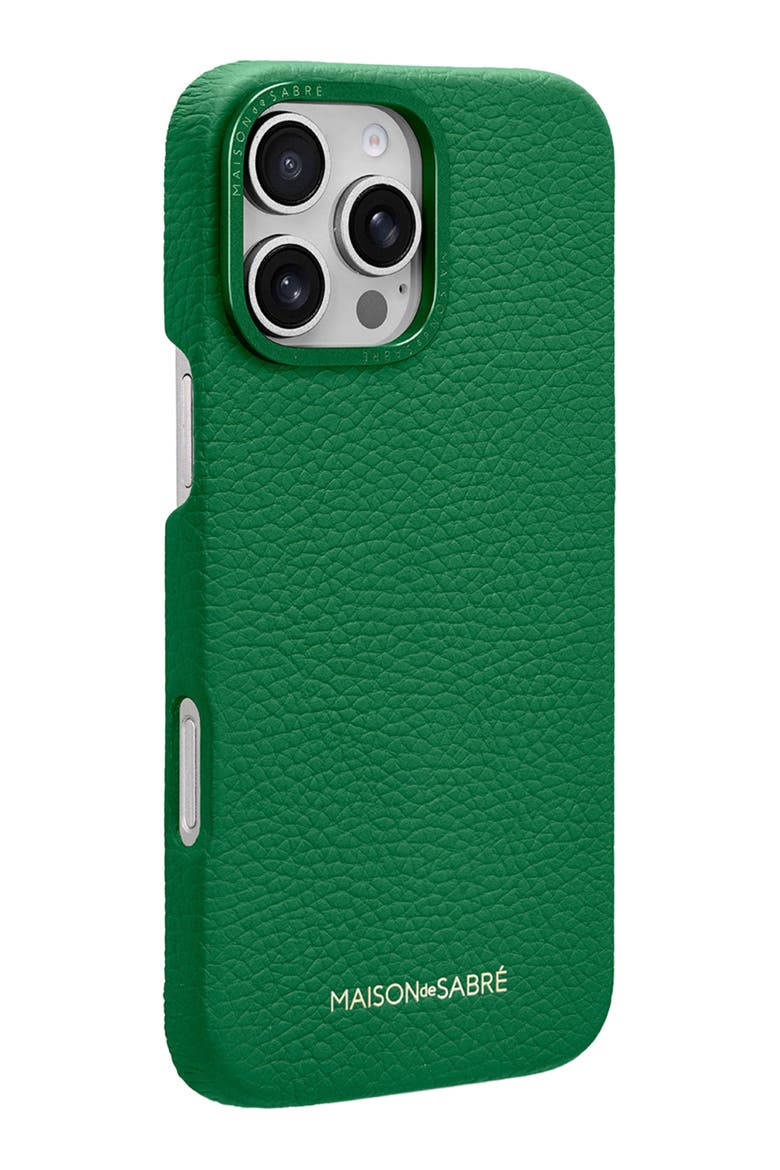 Leather Phone Case iPhone 16 Pro, Alternate, color, Emerald Green