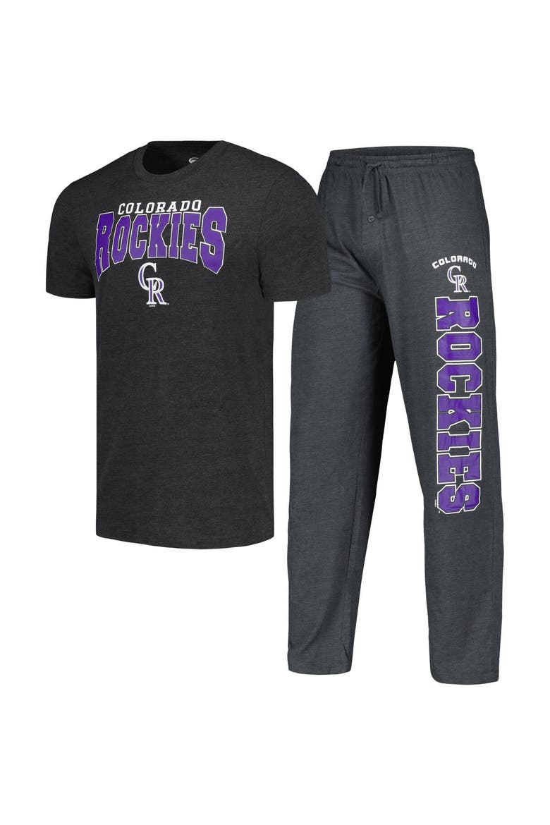Men's Concepts Sport Charcoal/Black Colorado Rockies Meter T-Shirt & Pants Sleep Set, Alternate, color, Charcoal