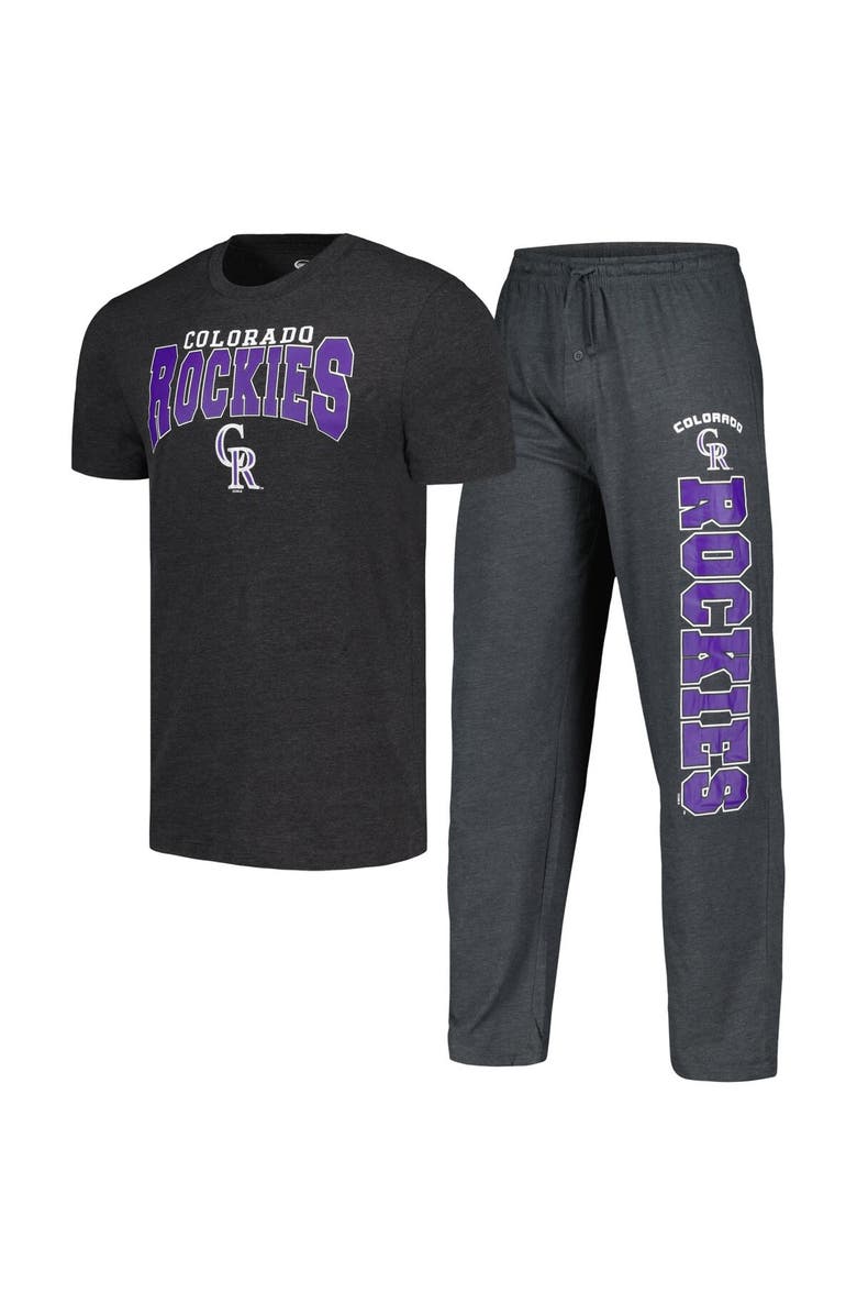 CONCEPTS SPORT Men's Concepts Sport Charcoal/Black Colorado Rockies Meter T-Shirt & Pants Sleep Set, Alternate, color,