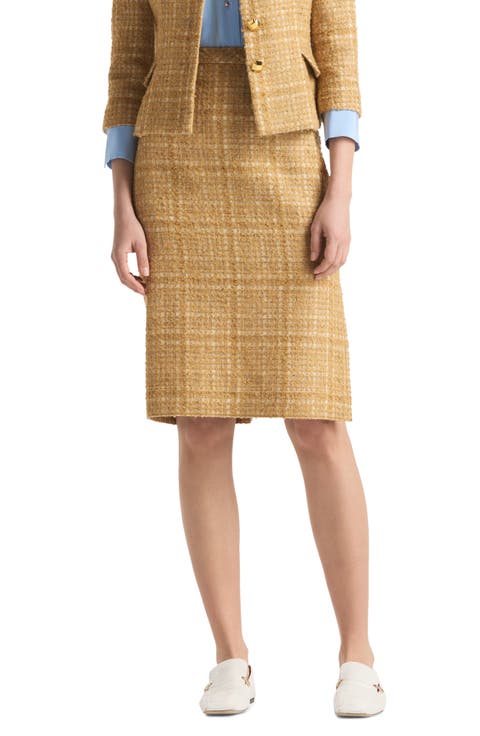Tonal Tweed Side Slit Skirt
