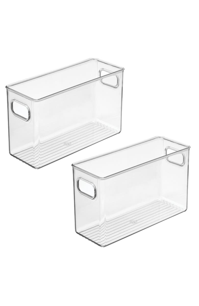 iDesign Set of 2 Pantry Storage Bins with Handles - Clear, Main, color, Clear