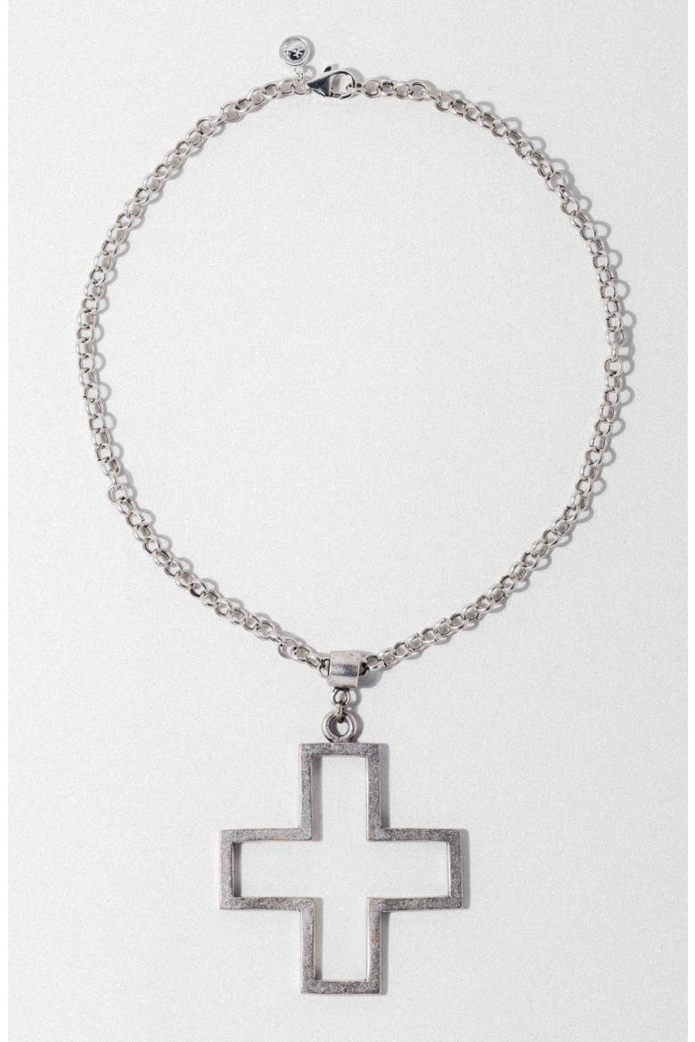 Madonna Cross Necklace, Alternate, color, SILVER