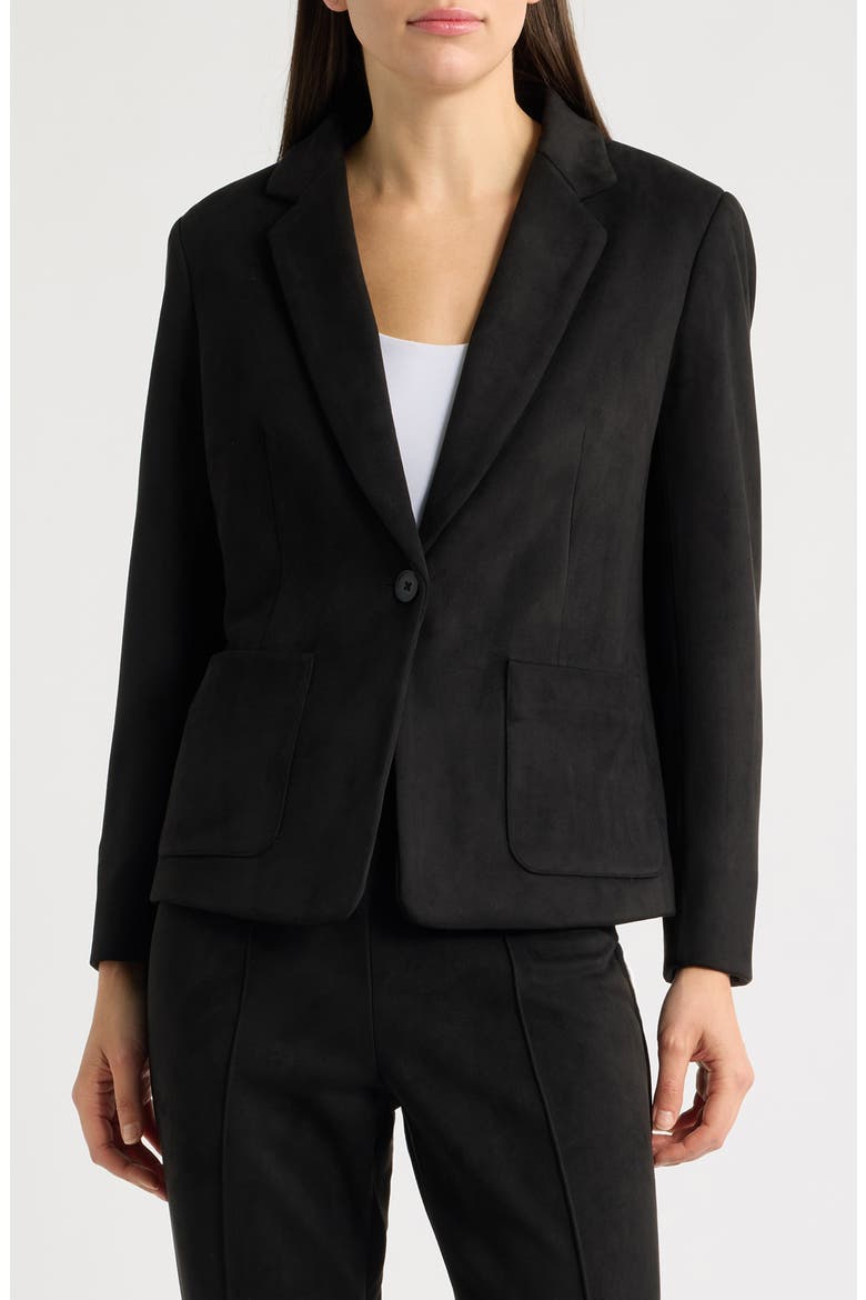 One-Button Faux Suede Jacket, Main, color, ANNE BLACK