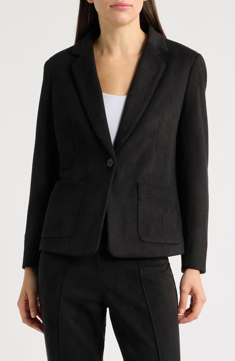 One-Button Faux Suede Jacket