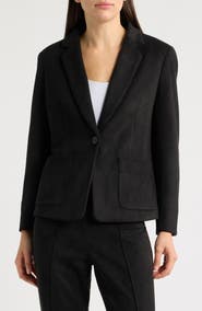AK ANNE KLEIN One-Button Faux Suede Jacket