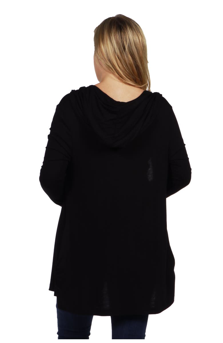 24seven Comfort Apparel Open Front Lightweight Hooded Maternity Cardigan, Alternate, color, Black