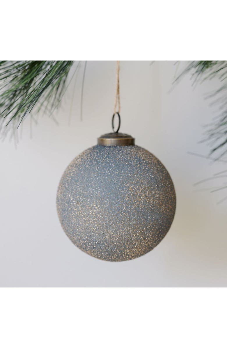 CG Hunter 4" Textured Slate Blue Glass Ornament, Main, color, Slate Blue With Gold Accents