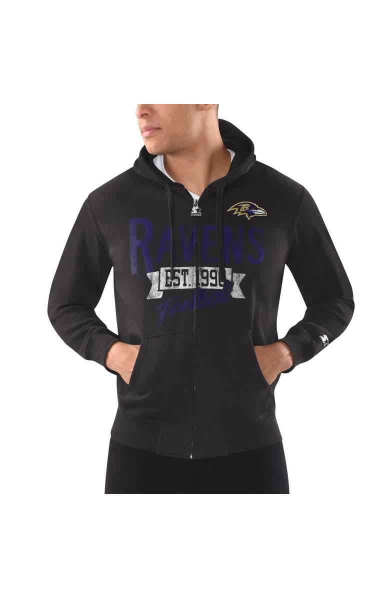 STARTER Men's Starter Black Baltimore Ravens Domestic Post Season Full-Zip Hoodie, Main, color, Black